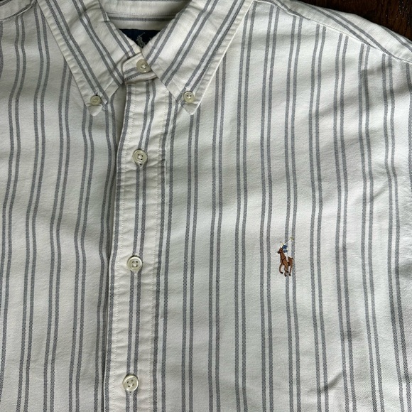 Polo by Ralph Lauren White and Gray Casual Button Down Shirt - Picture 3 of 6